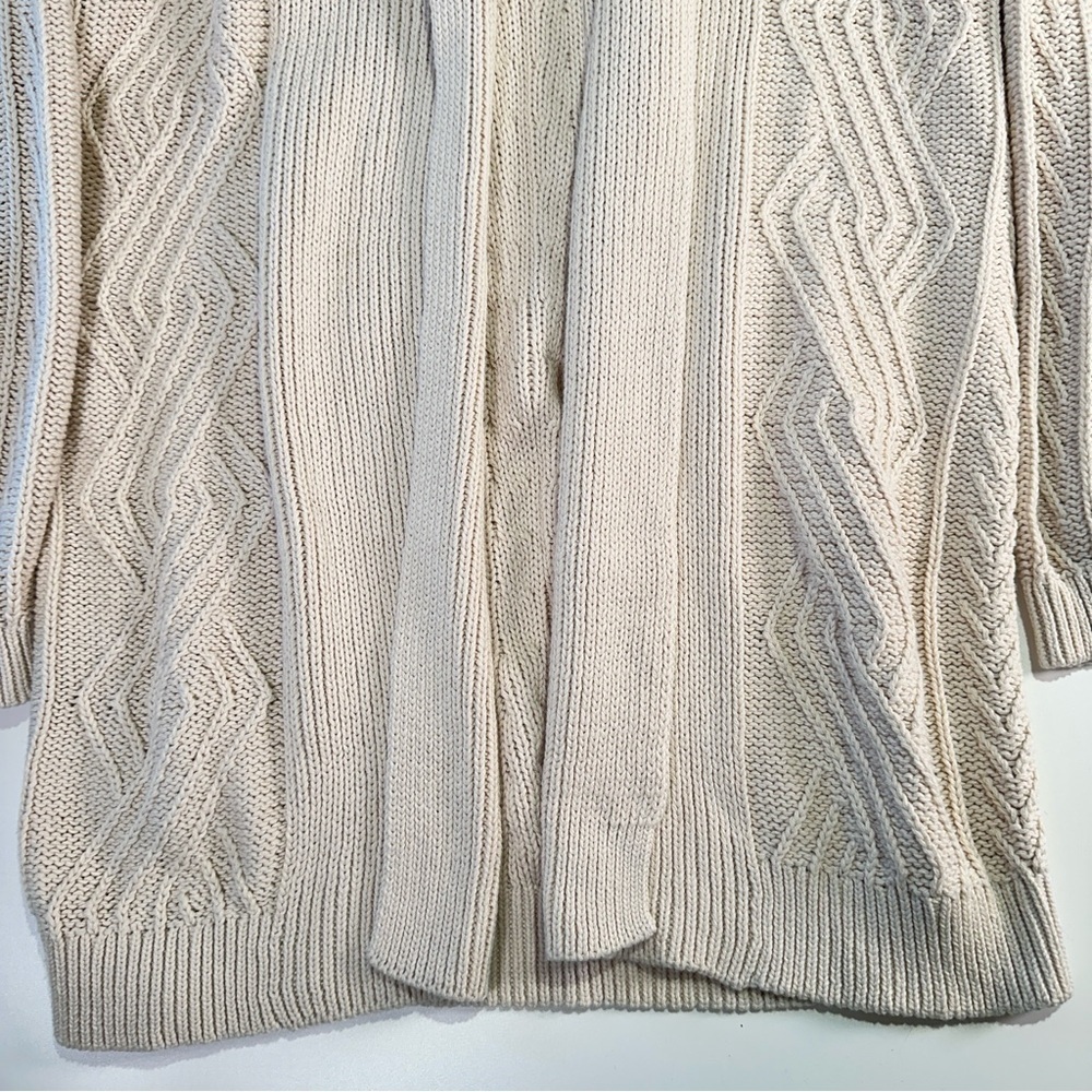 Old Navy cozy chunky knit open front longline cable cardigan sweater S latte - Picture 3 of 9